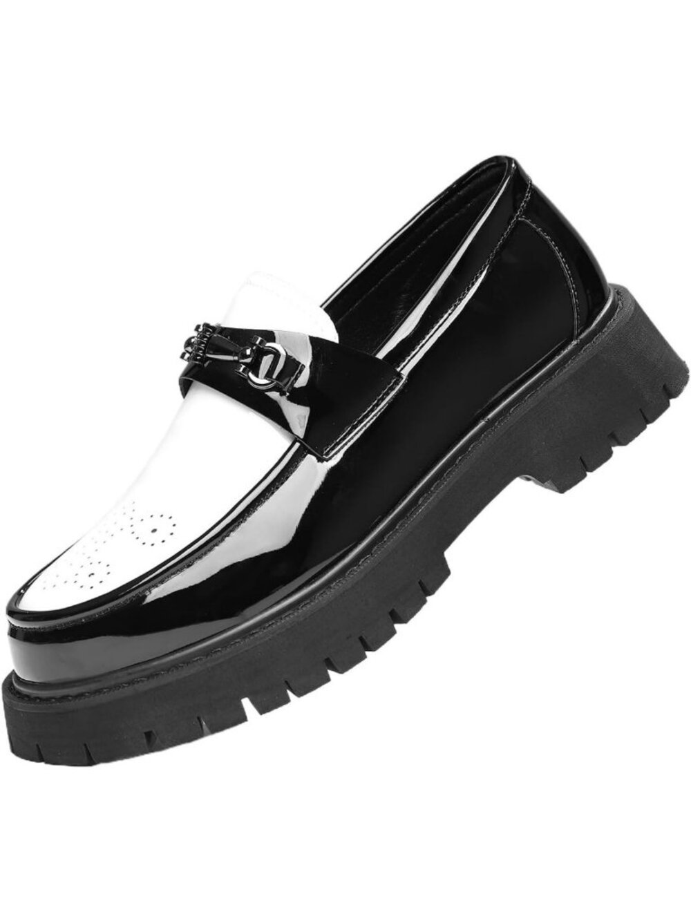 Stylish Men's Patent Leather Platform Loafers, Slip-On, Non-Slip Sole, Dress